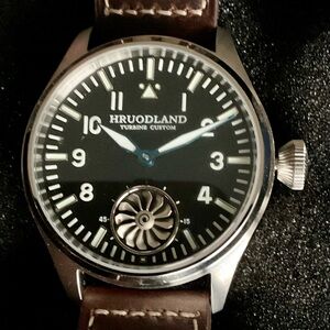 NIB Hroudland 43mm Mechanical Turbine Custom Pilots Watch Seagull Movement